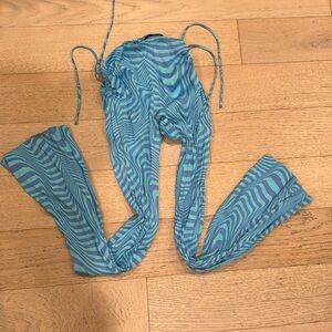 Swirly blue disco groovy flared pants Zara XS